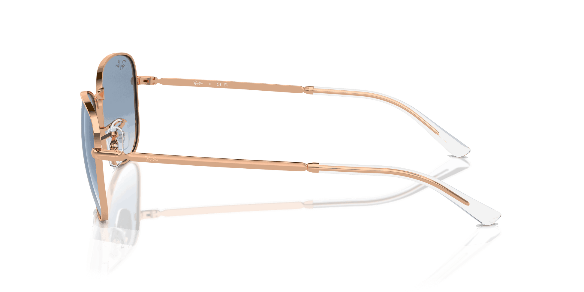 [Clear & Blue Lenses, Polished Rose Gold Frame]