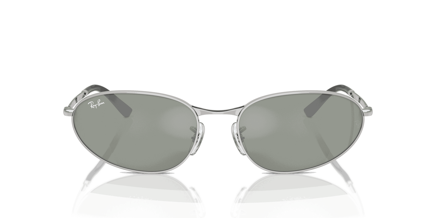 [Green Lenses, Polished Silver Frame]