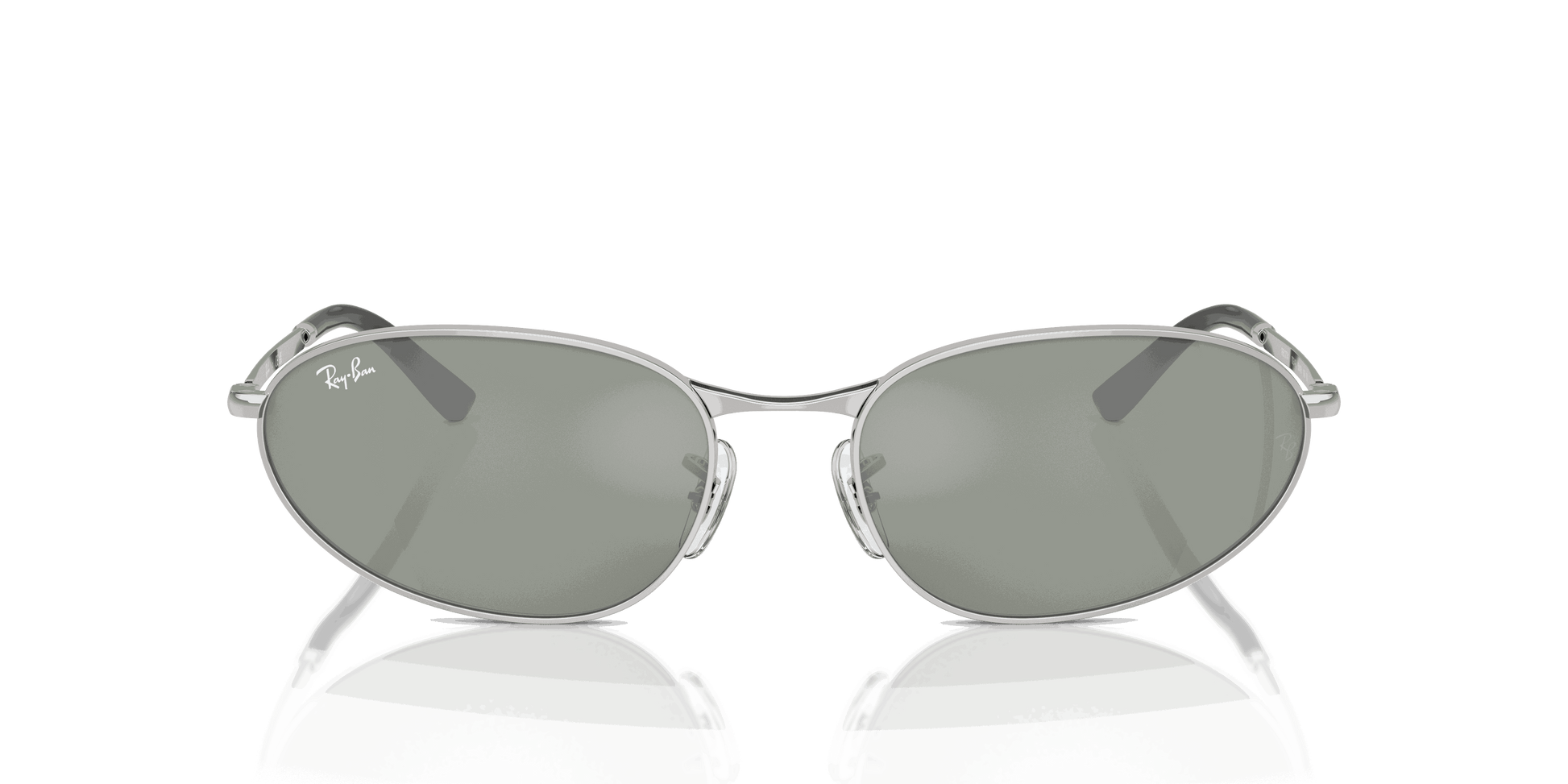 [Green Lenses, Polished Silver Frame]