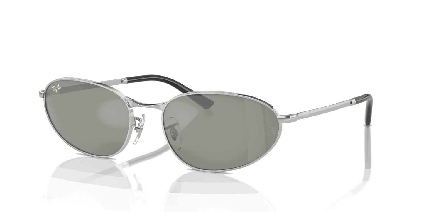 [Green Lenses, Polished Silver Frame]