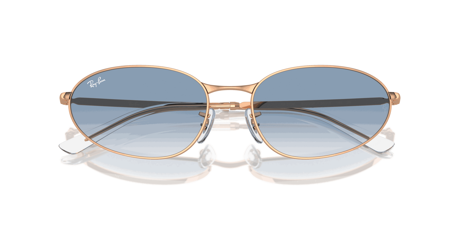 [Clear & Blue Lenses, Polished Rose Gold Frame]