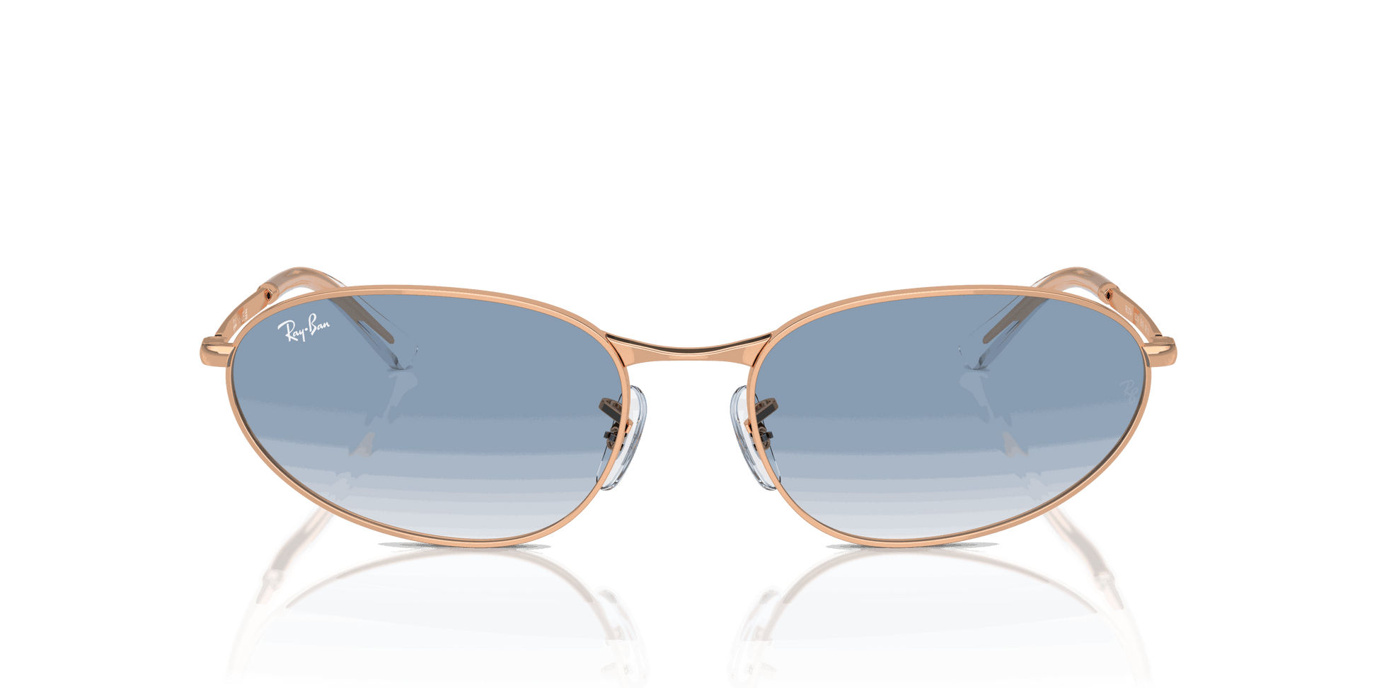 [Clear & Blue Lenses, Polished Rose Gold Frame]