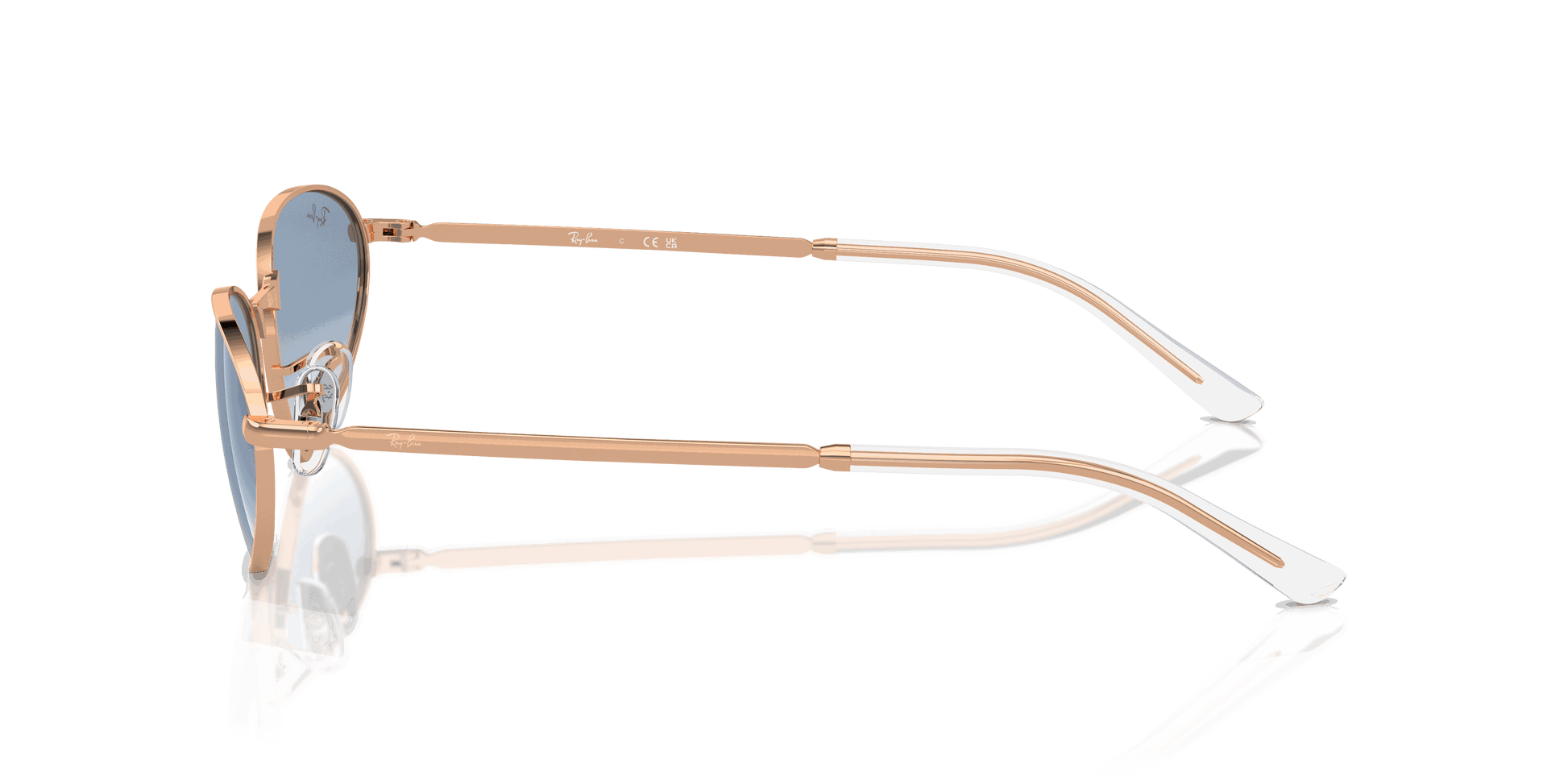 [Clear & Blue Lenses, Polished Rose Gold Frame]