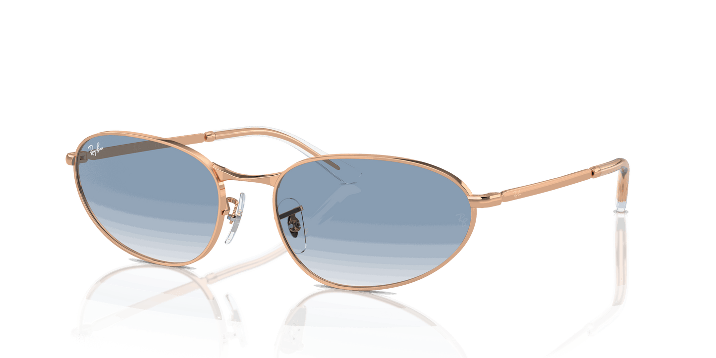 [Clear & Blue Lenses, Polished Rose Gold Frame]
