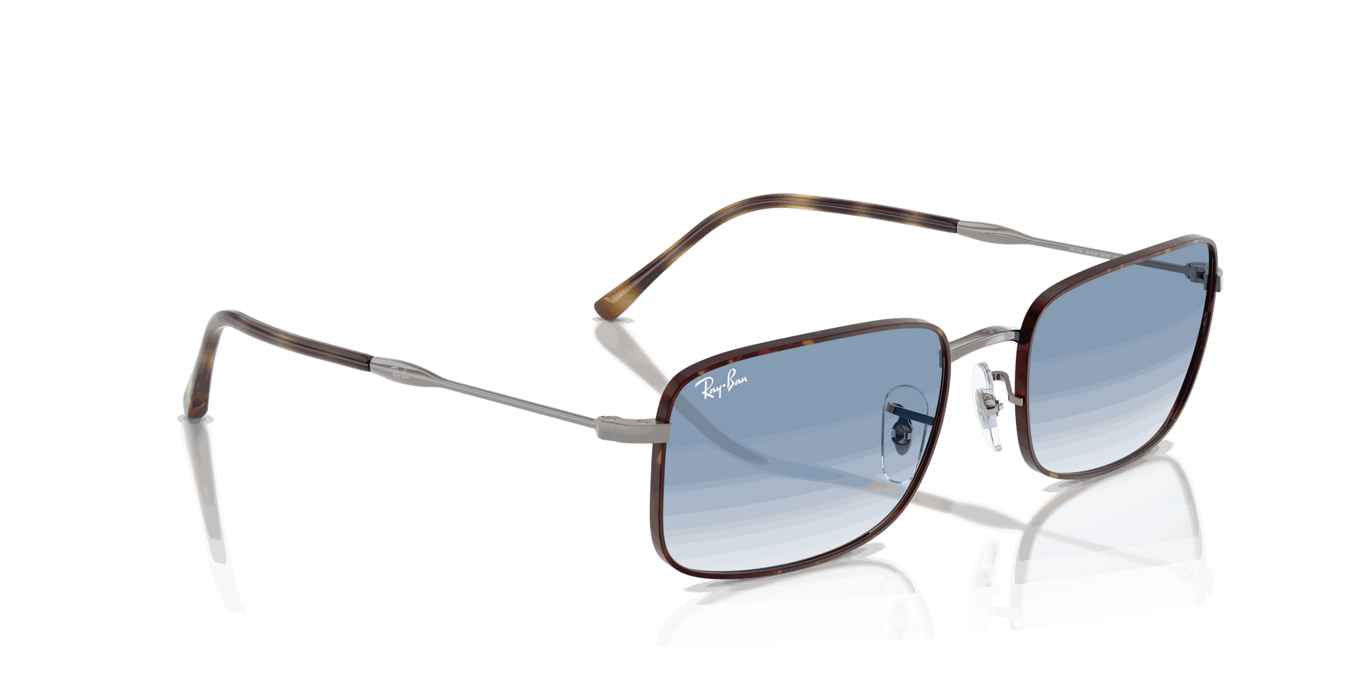 [Clear Gradient Blue Lenses, Polished Havana On Gunmetal Frame]