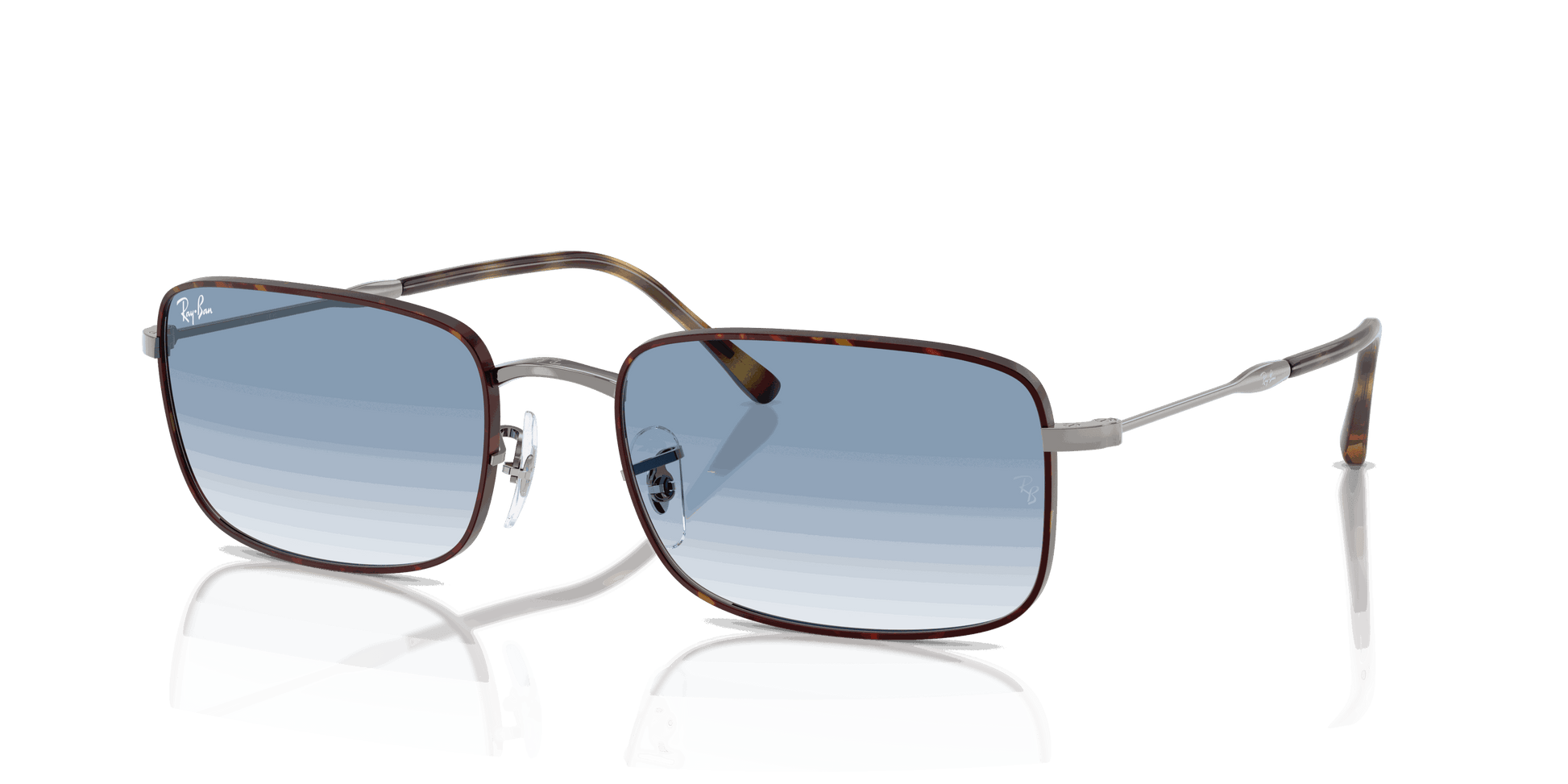 [Clear Gradient Blue Lenses, Polished Havana On Gunmetal Frame]
