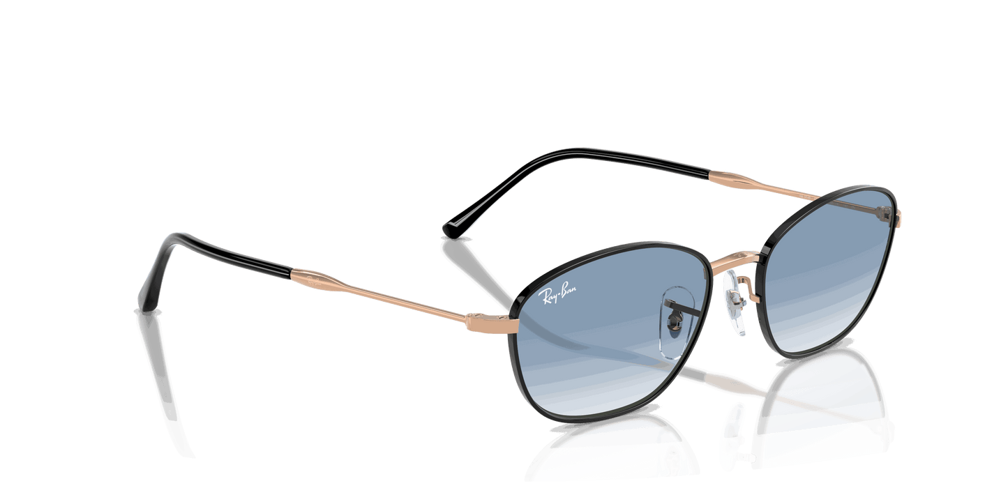 [Clear Gradient Blue Lenses, Polished Black On Rosegold Frame]