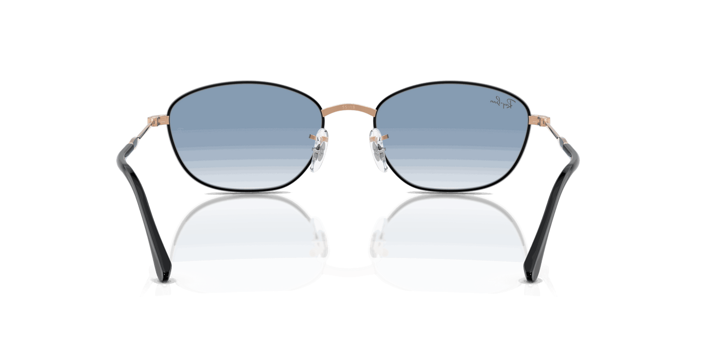 [Clear Gradient Blue Lenses, Polished Black On Rosegold Frame]