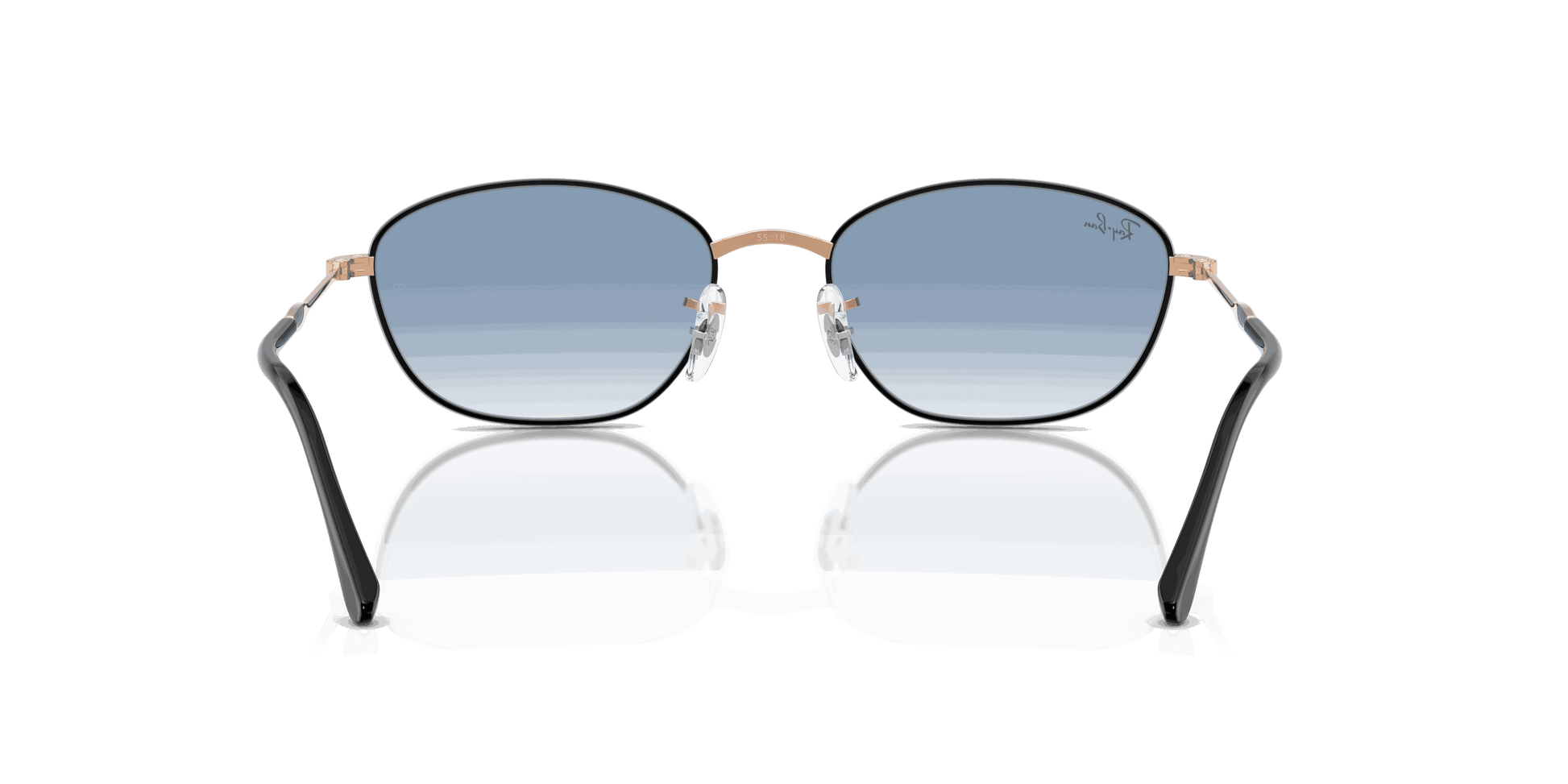 [Clear Gradient Blue Lenses, Polished Black On Rosegold Frame]