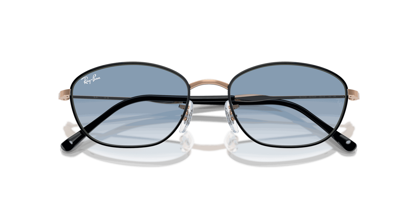 [Clear Gradient Blue Lenses, Polished Black On Rosegold Frame]
