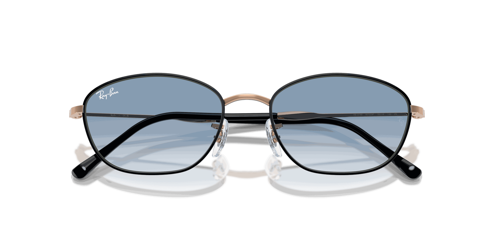 [Clear Gradient Blue Lenses, Polished Black On Rosegold Frame]