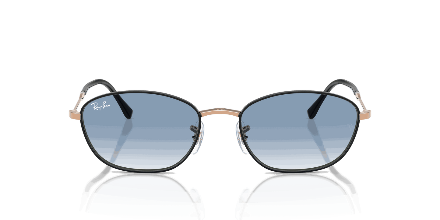 [Clear Gradient Blue Lenses, Polished Black On Rosegold Frame]