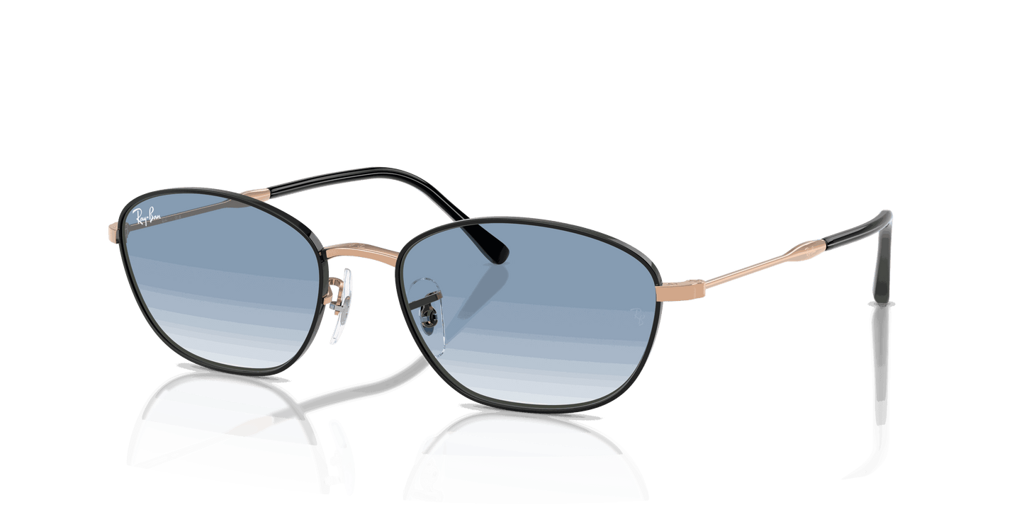 [Clear Gradient Blue Lenses, Polished Black On Rosegold Frame]