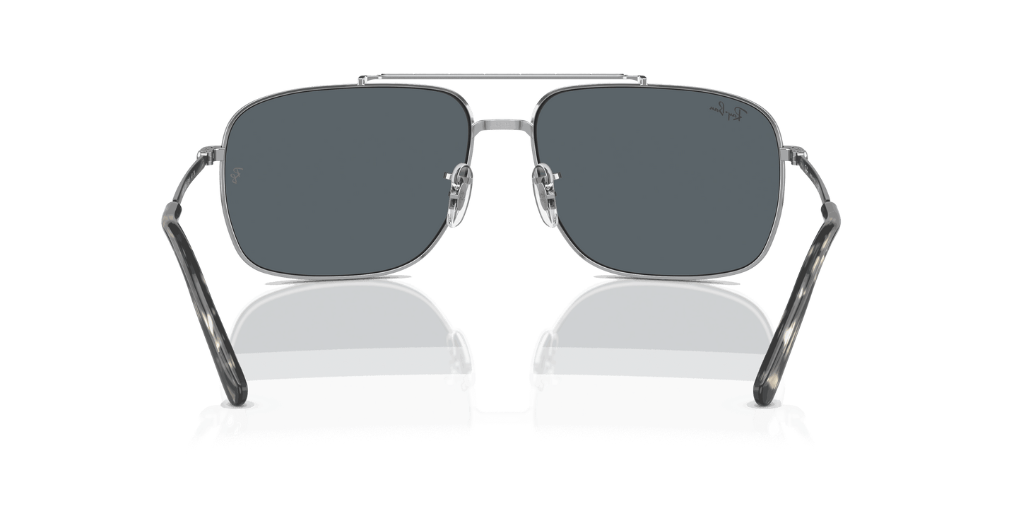 [Blue Lenses, Polished Silver Frame]