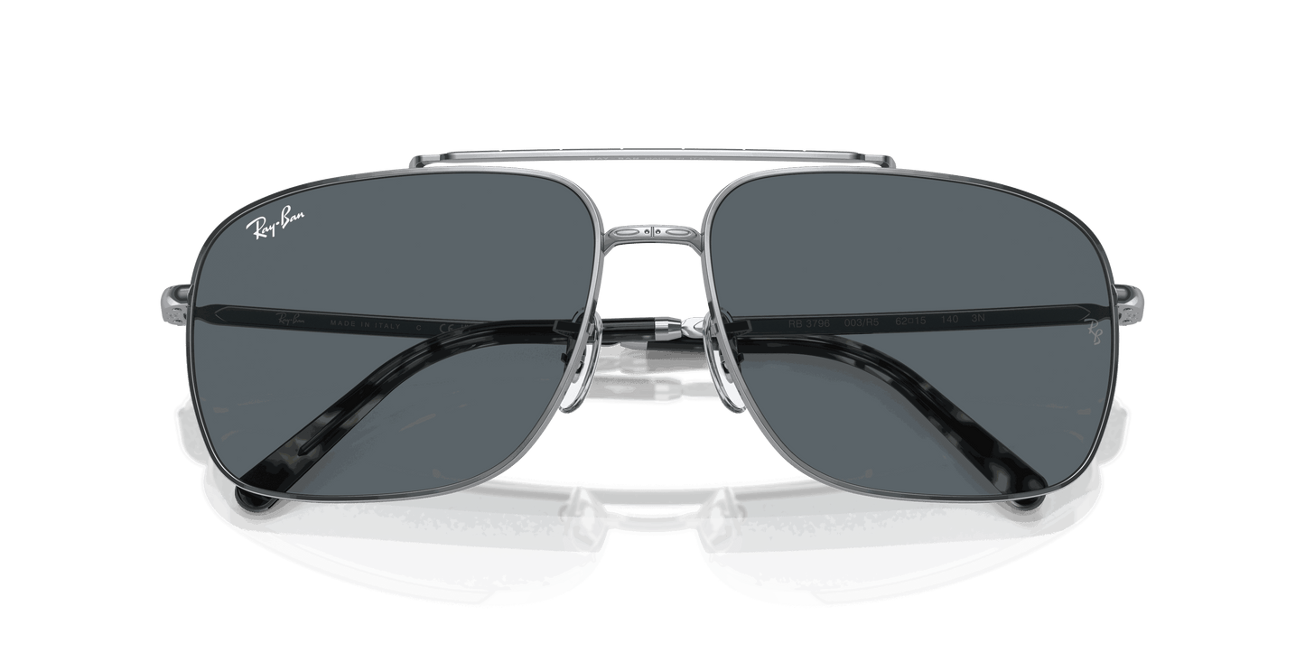 [Blue Lenses, Polished Silver Frame]