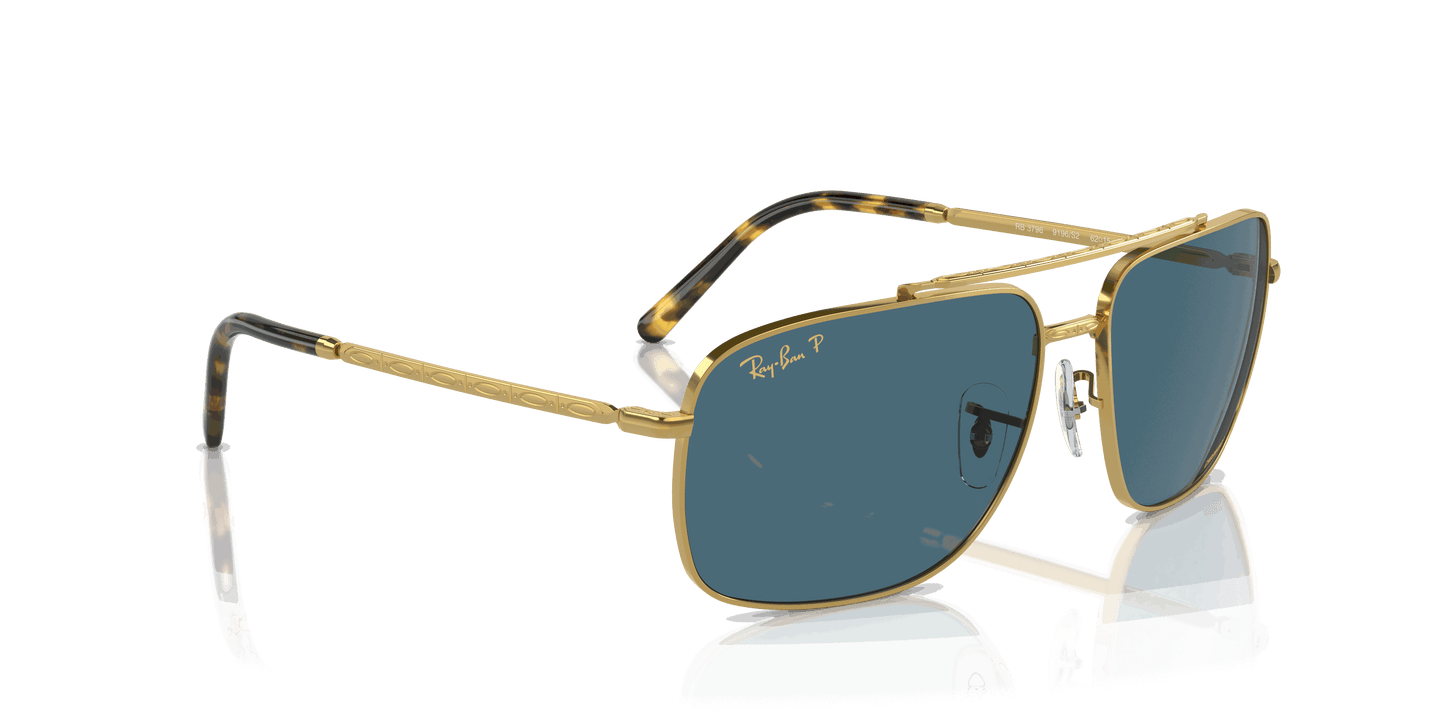 [Blue Lenses, Polished Gold Frame]