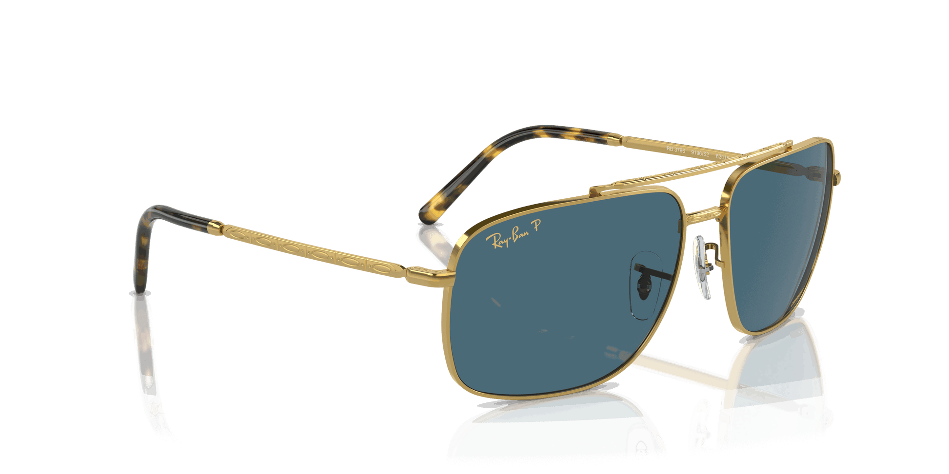[Blue Lenses, Polished Gold Frame]