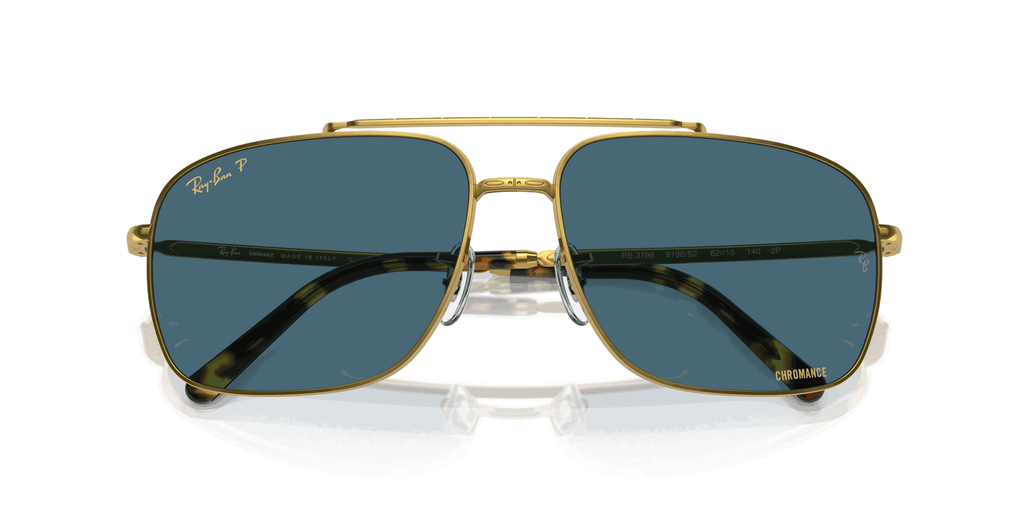 [Blue Lenses, Polished Gold Frame]