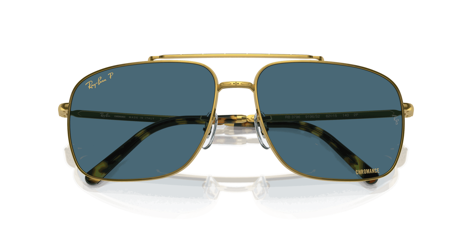 [Blue Lenses, Polished Gold Frame]