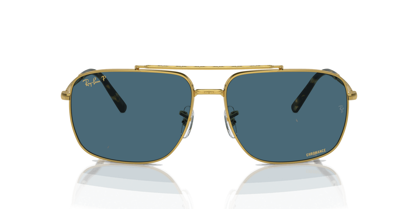 [Blue Lenses, Polished Gold Frame]