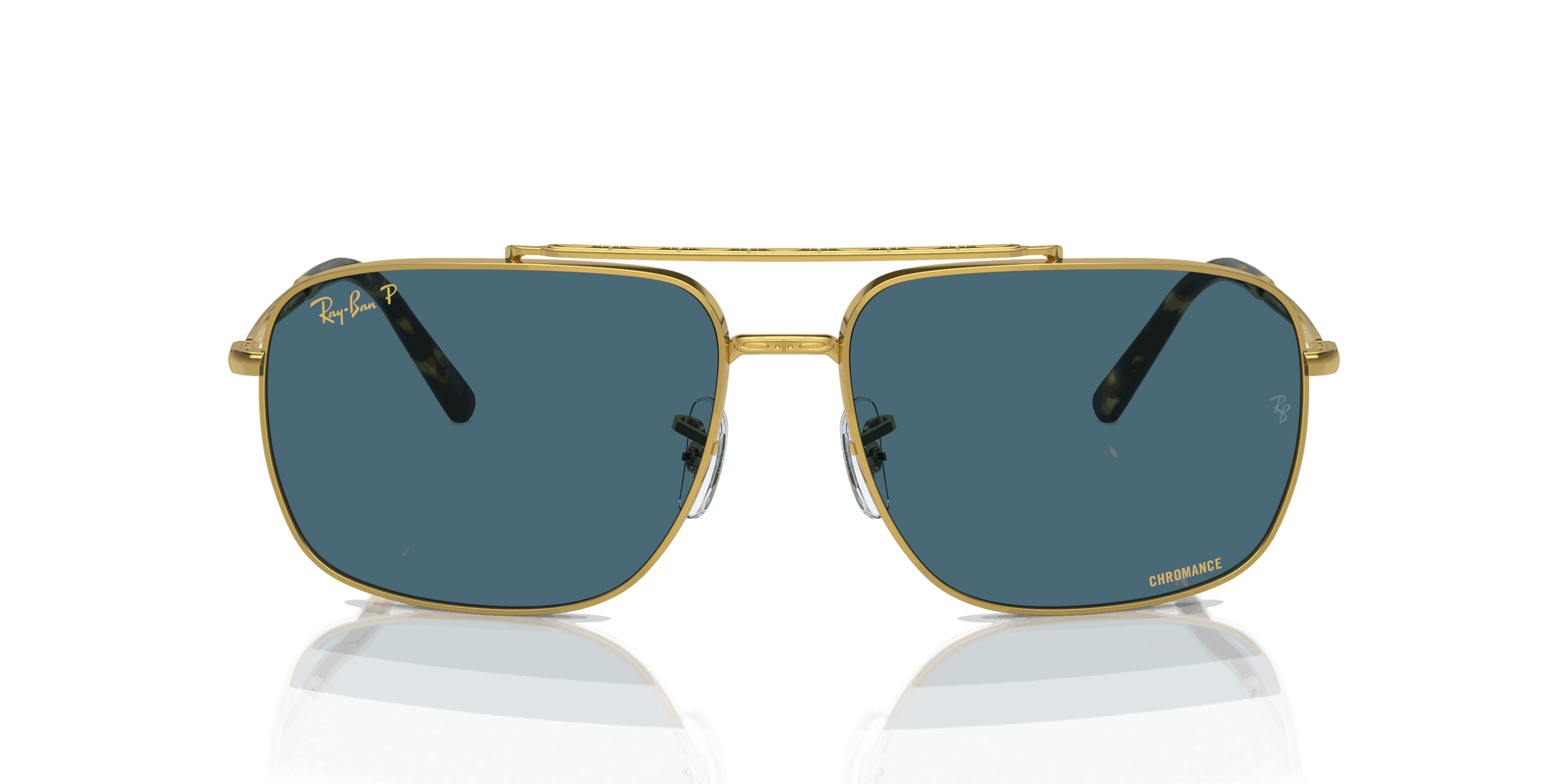 [Blue Lenses, Polished Gold Frame]
