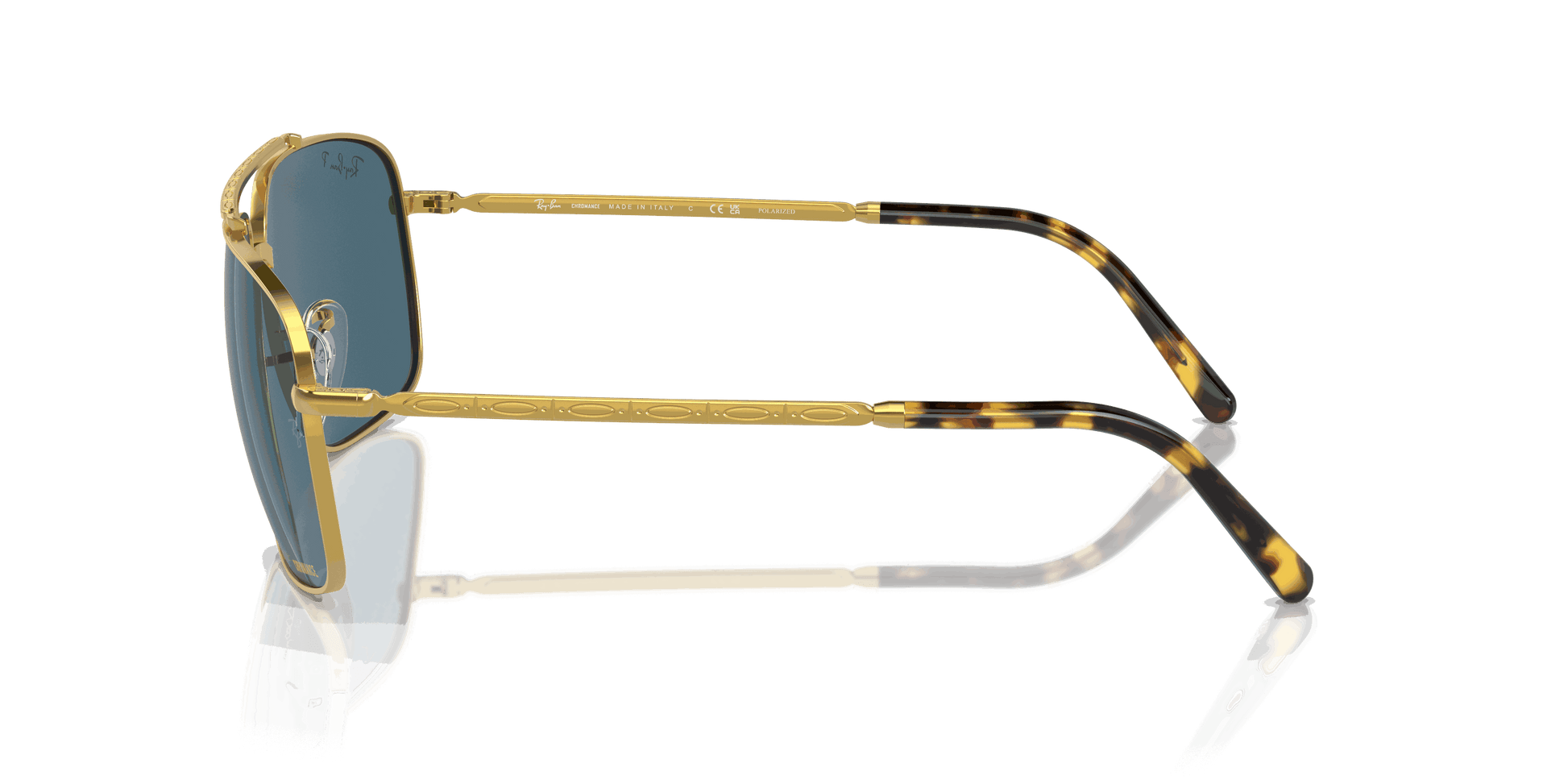 [Blue Lenses, Polished Gold Frame]