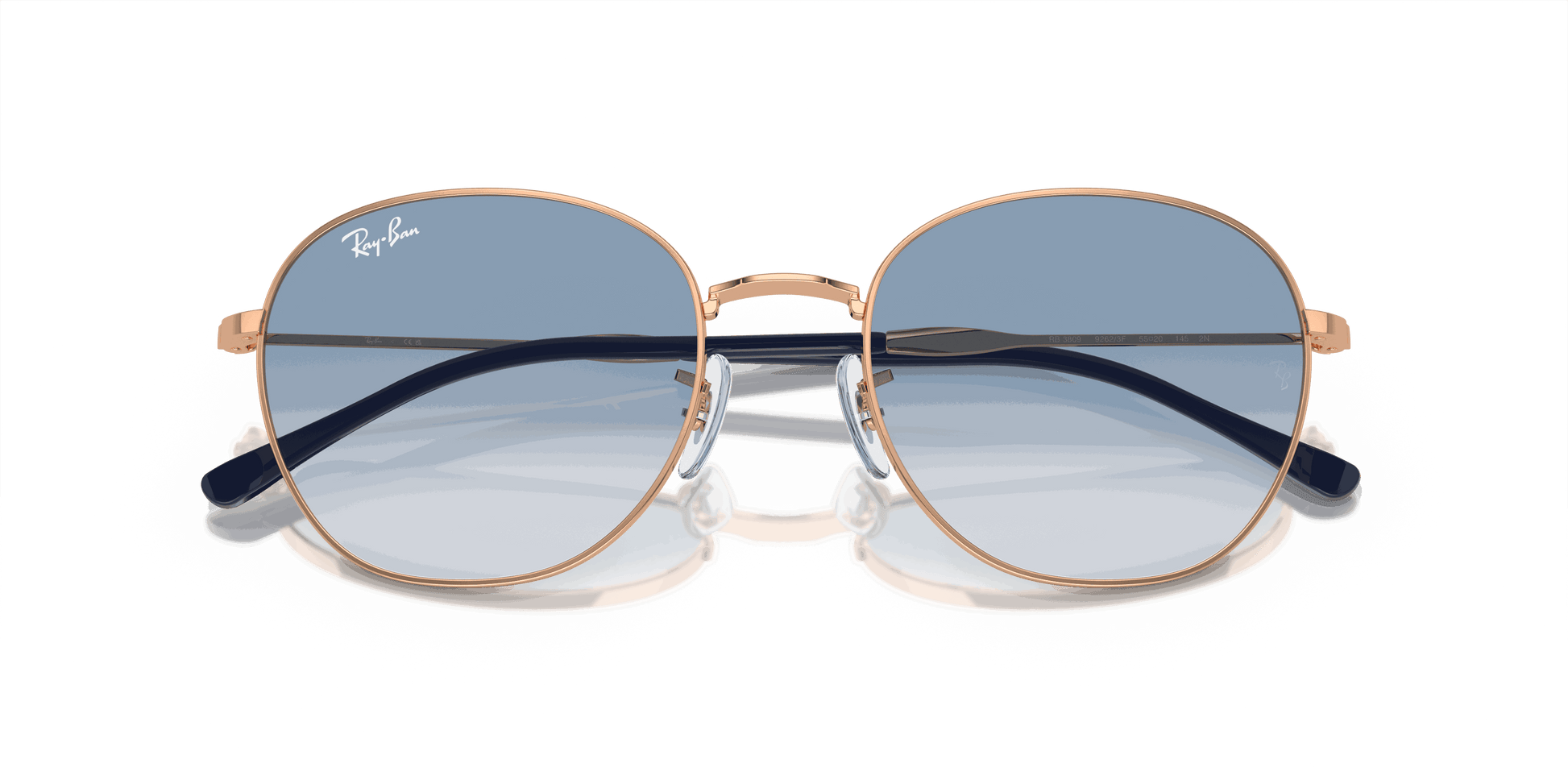 [Light Blue Lenses, Polished Rose Gold Frame]