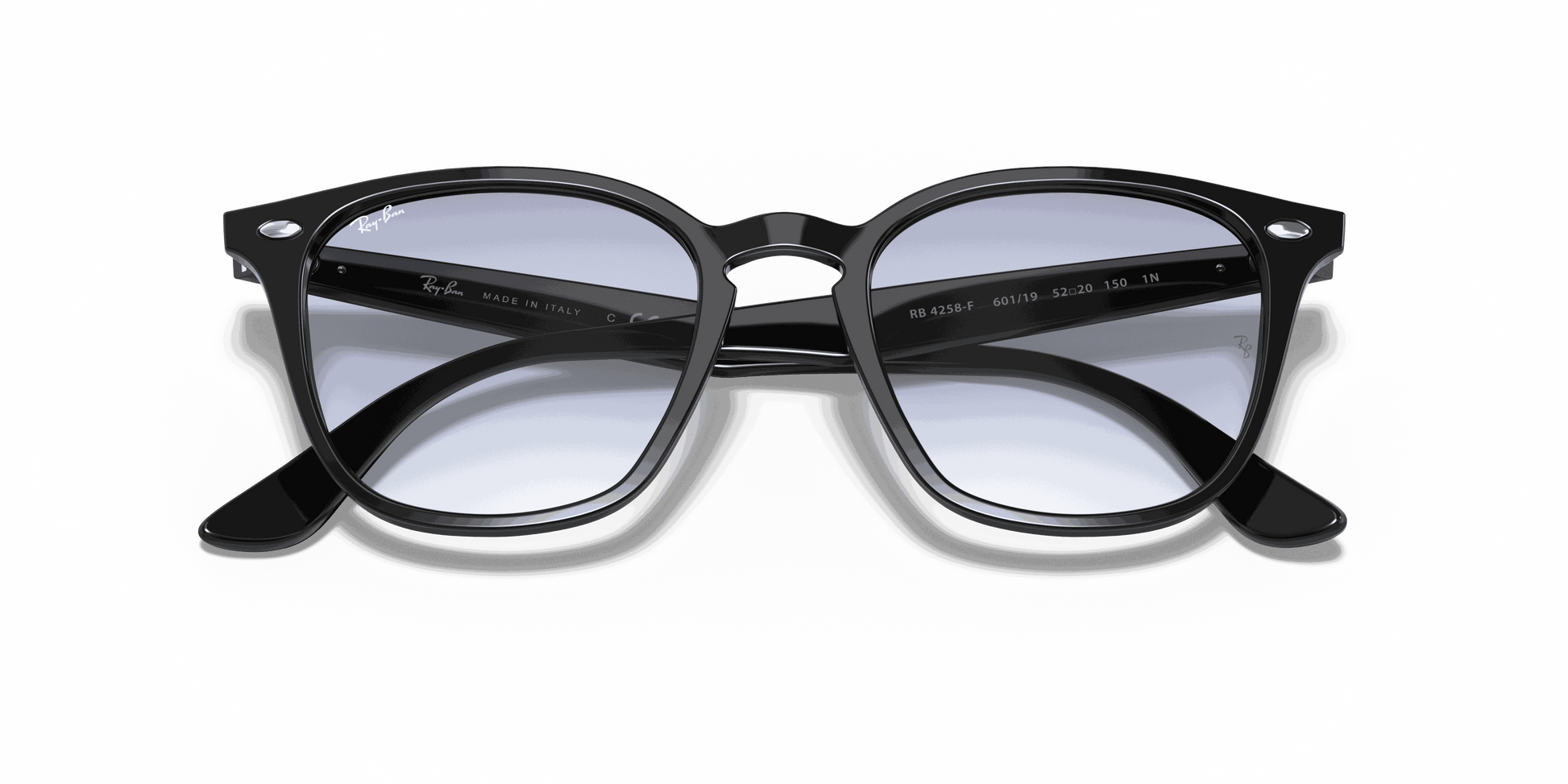 [Clear Gradient Light Blue Lenses, Polished Black Frame]