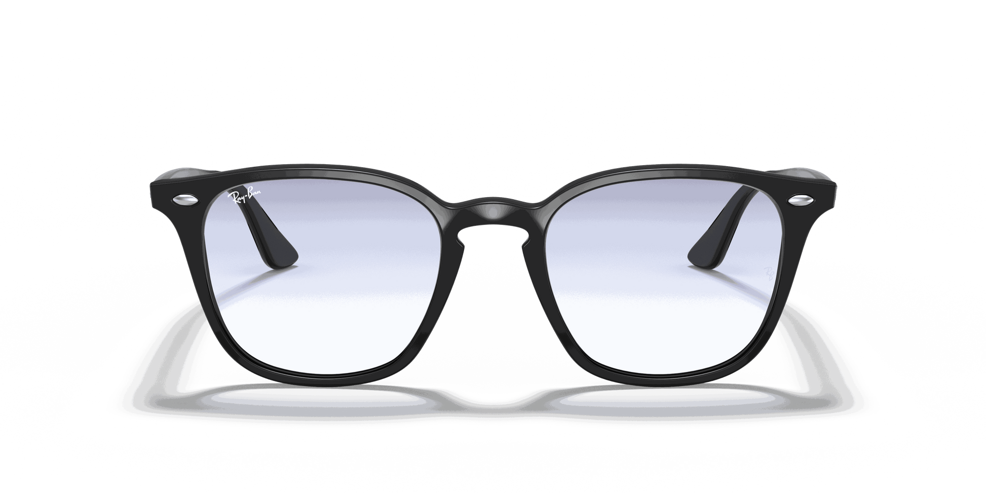 [Clear Gradient Light Blue Lenses, Polished Black Frame]