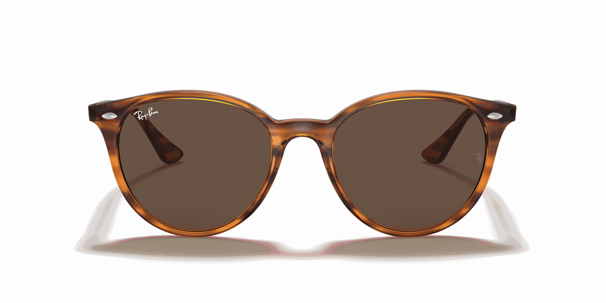 [Dark Brown Lenses, Polished Striped Red Havana Frame]