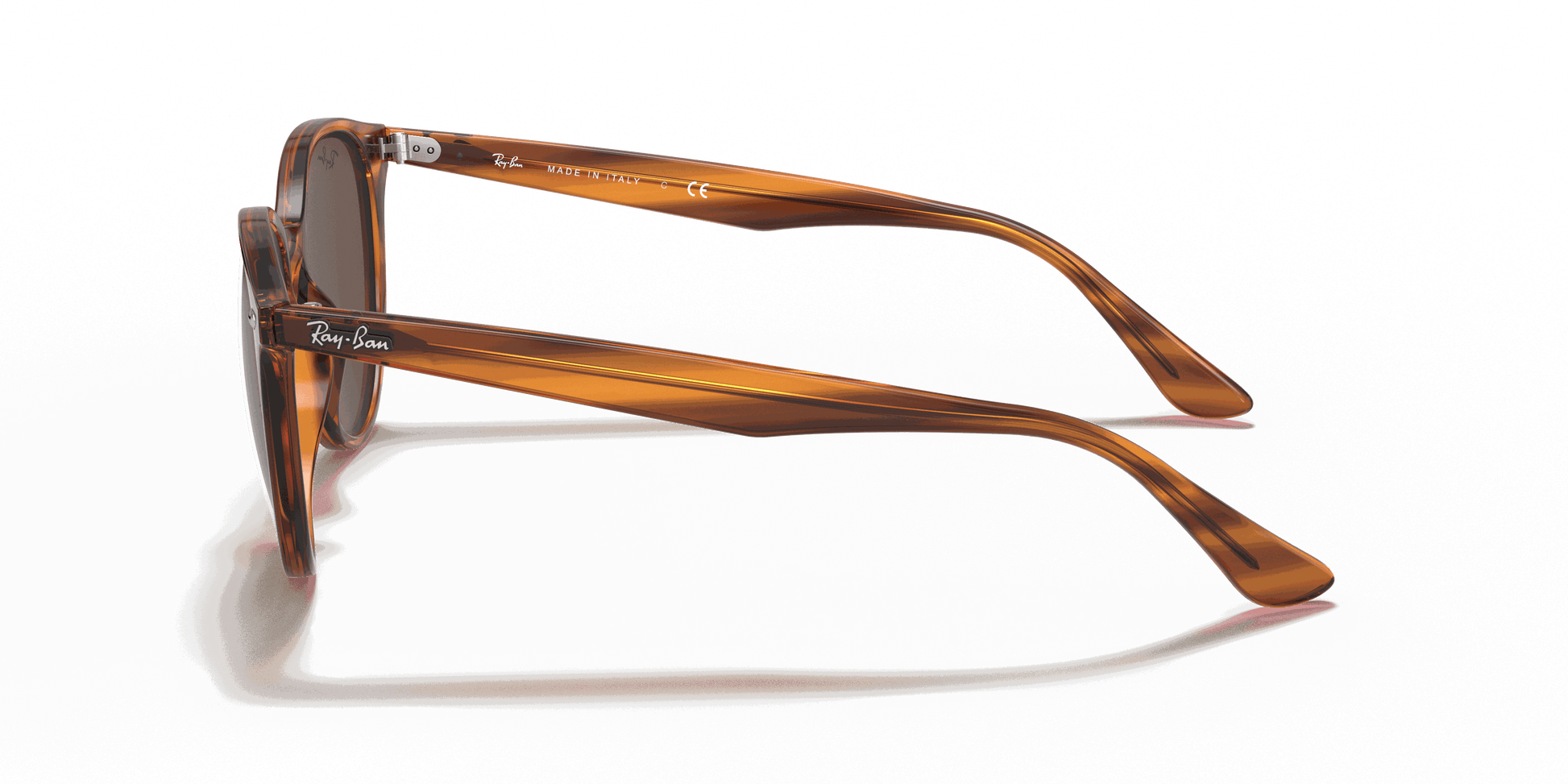 [Dark Brown Lenses, Polished Striped Red Havana Frame]