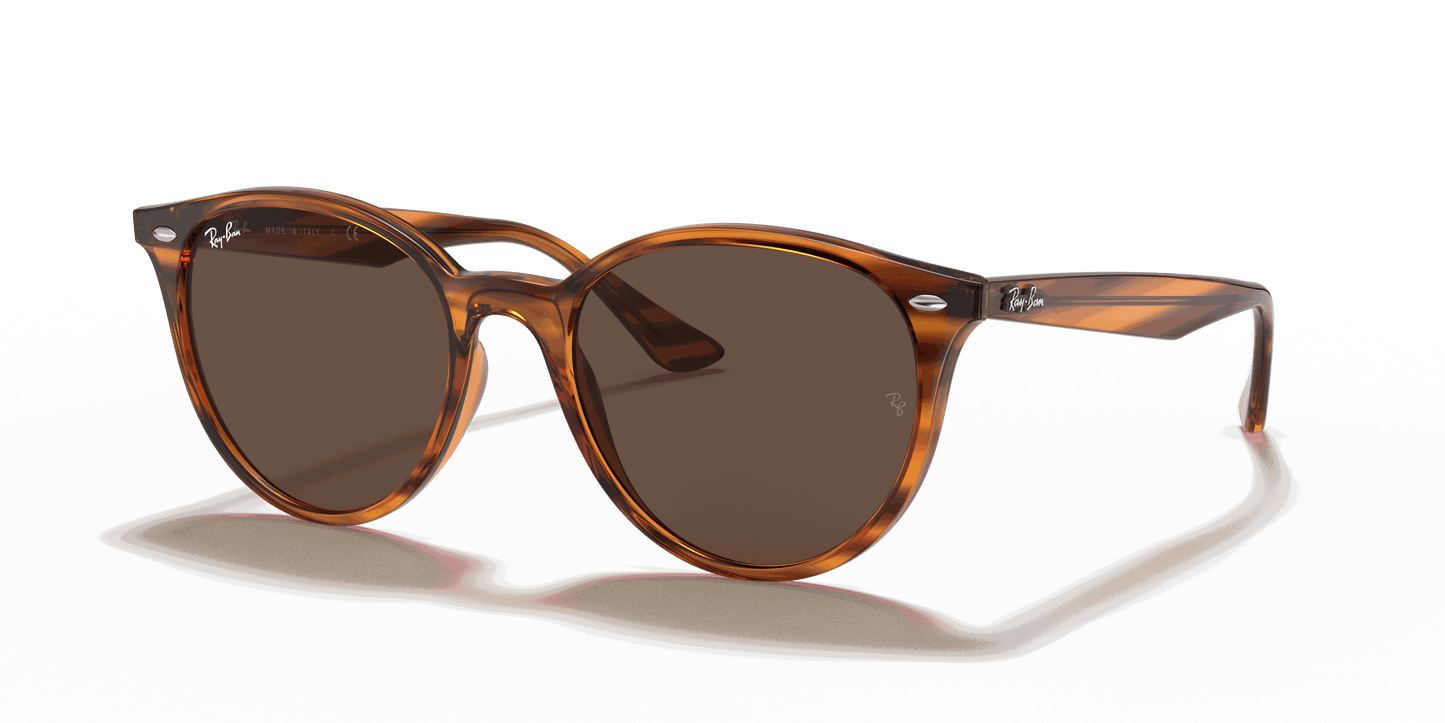 [Dark Brown Lenses, Polished Striped Red Havana Frame]