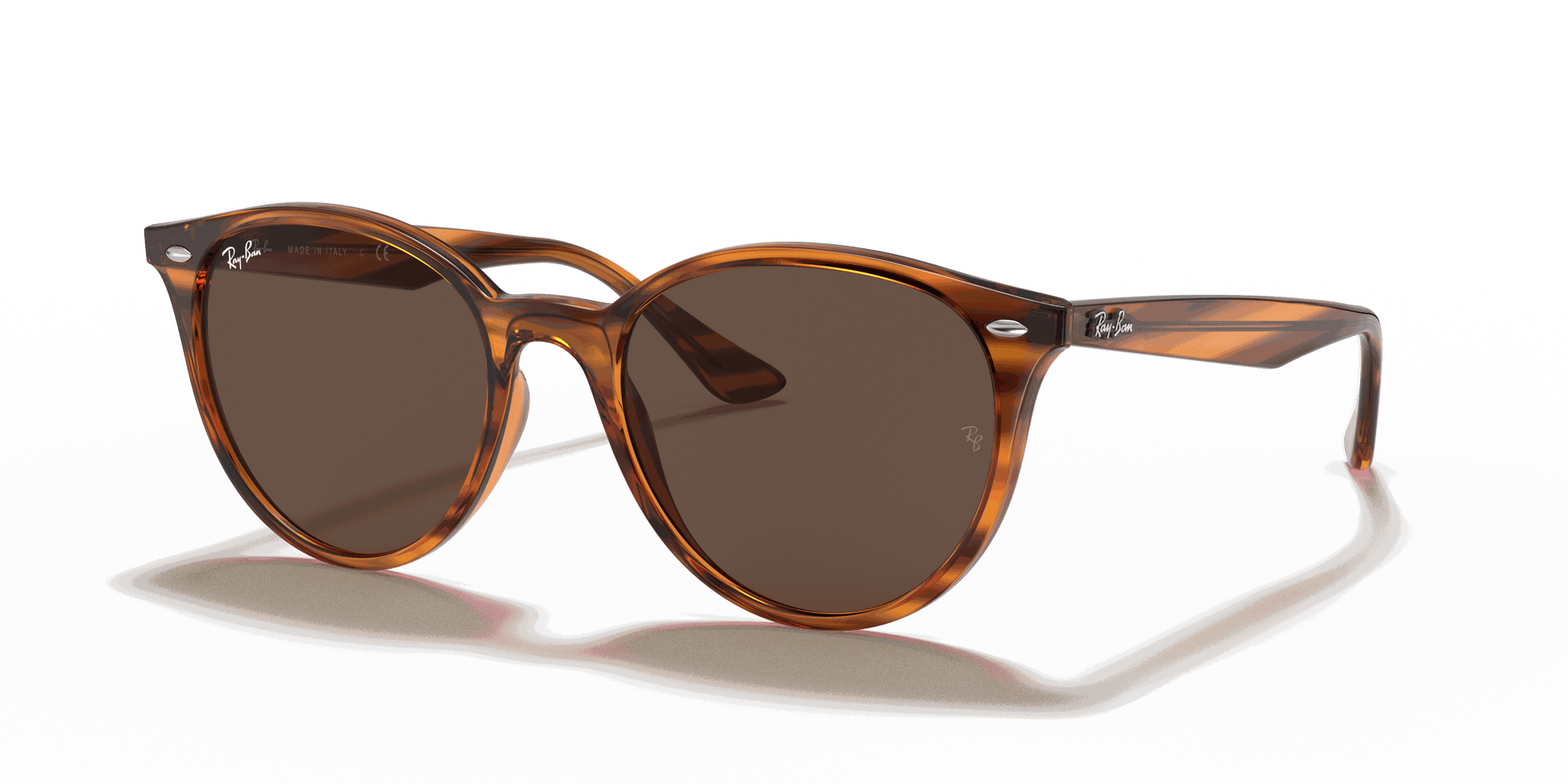 [Dark Brown Lenses, Polished Striped Red Havana Frame]