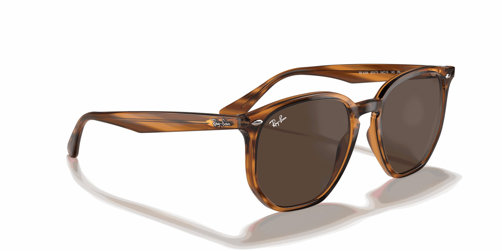 [Dark Brown Lenses, Polished Striped Red Havana Frame]