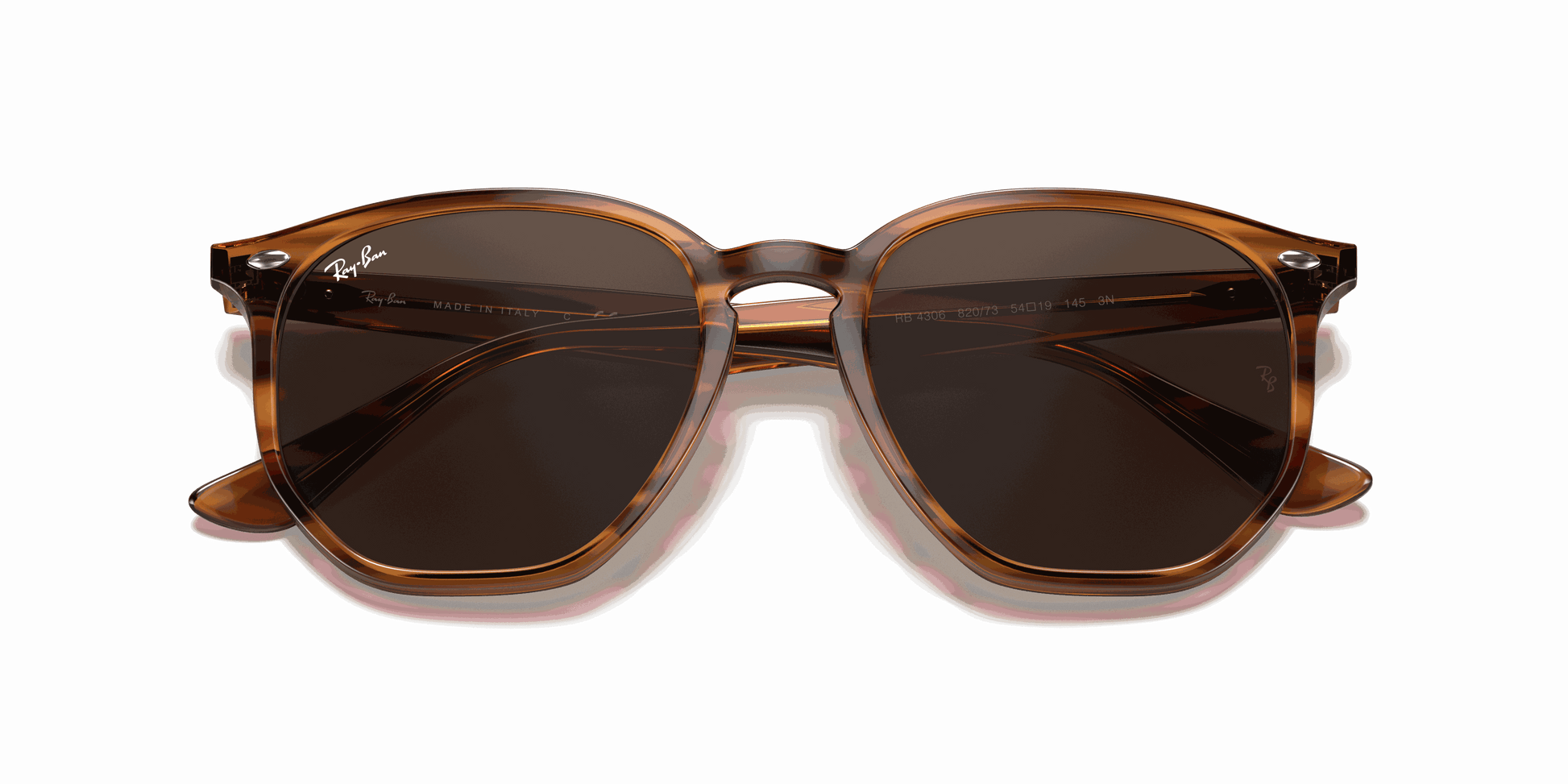 [Dark Brown Lenses, Polished Striped Red Havana Frame]