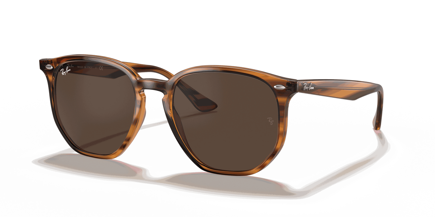 [Dark Brown Lenses, Polished Striped Red Havana Frame]