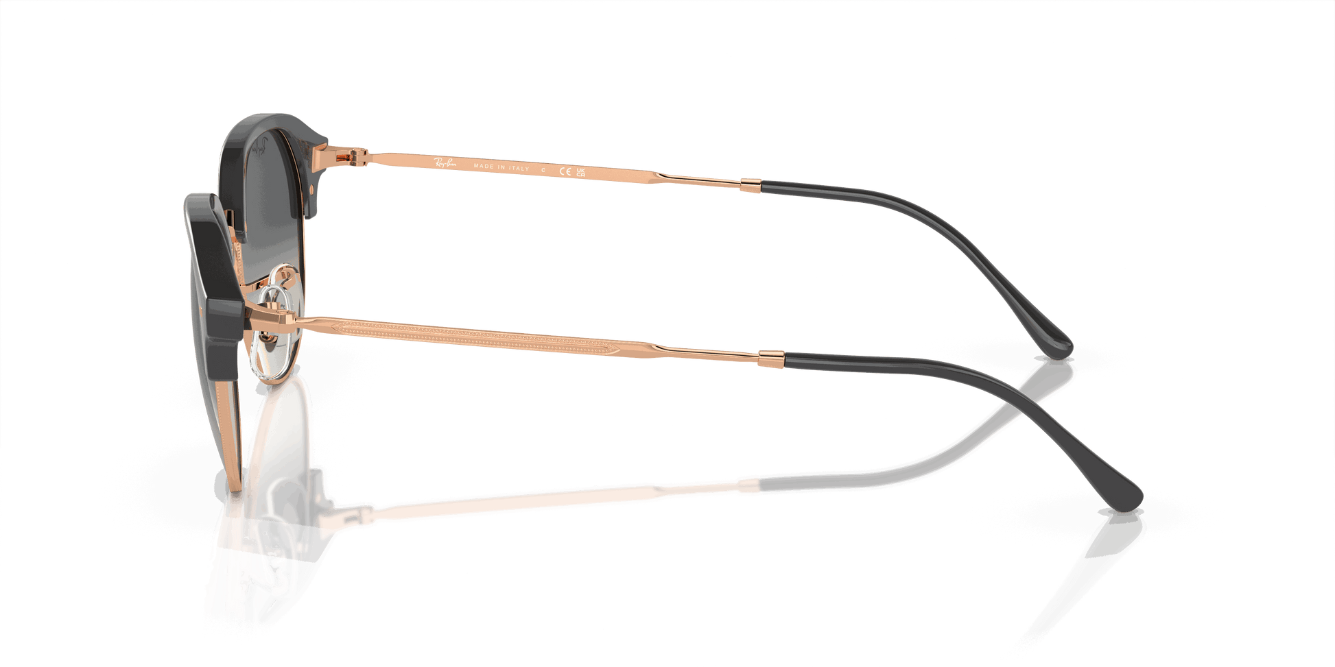 [Grey Lenses, Polished Dark Grey On Rose Gold Frame]