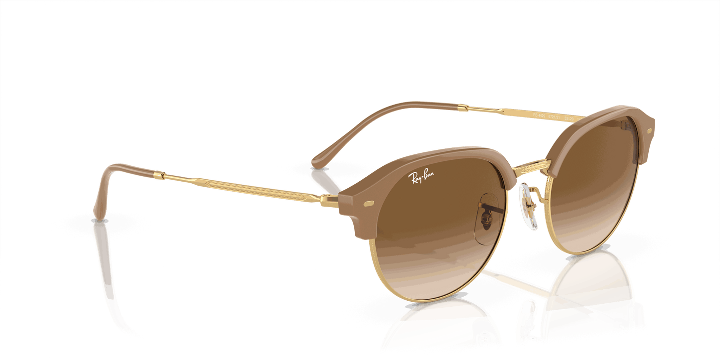 [Light Brown Lenses, Polished Beige On Gold Frame]