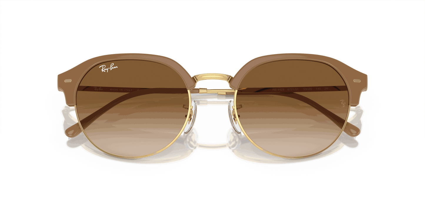 [Light Brown Lenses, Polished Beige On Gold Frame]