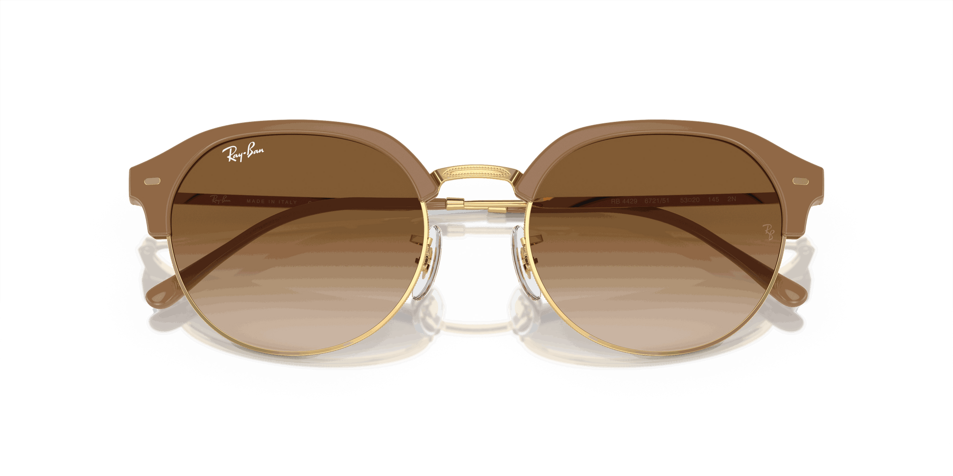 [Light Brown Lenses, Polished Beige On Gold Frame]