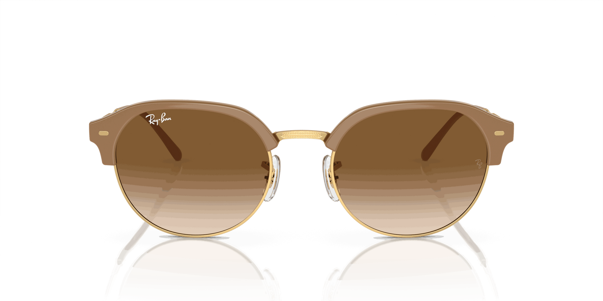 [Light Brown Lenses, Polished Beige On Gold Frame]