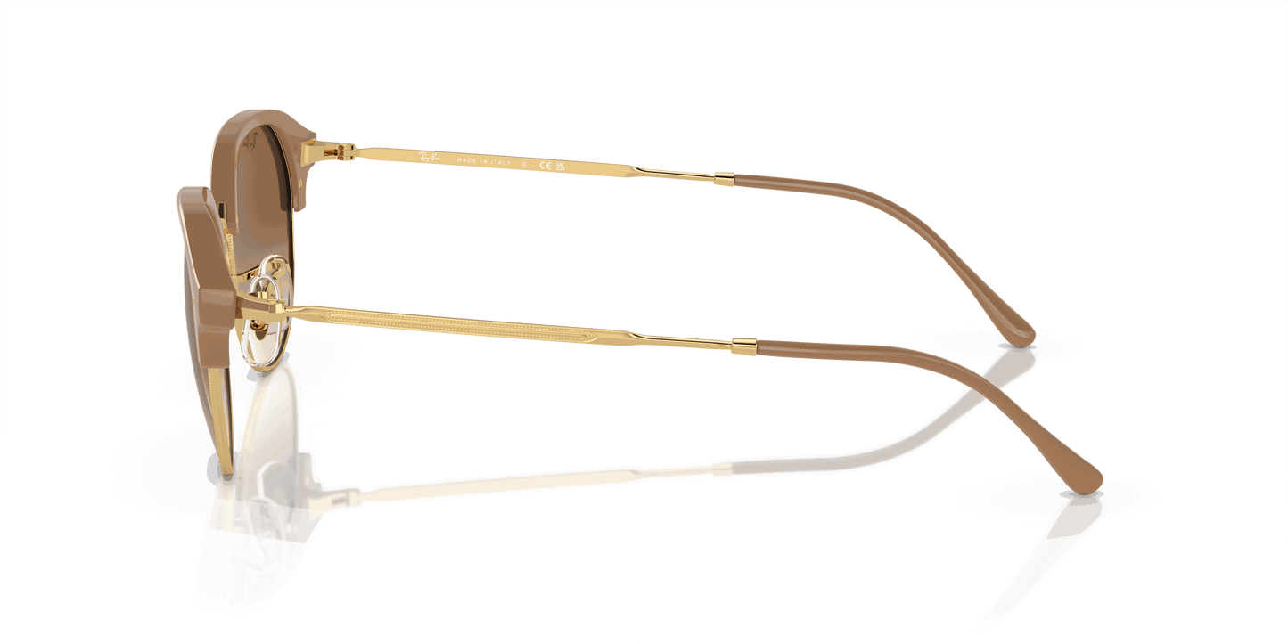 [Light Brown Lenses, Polished Beige On Gold Frame]