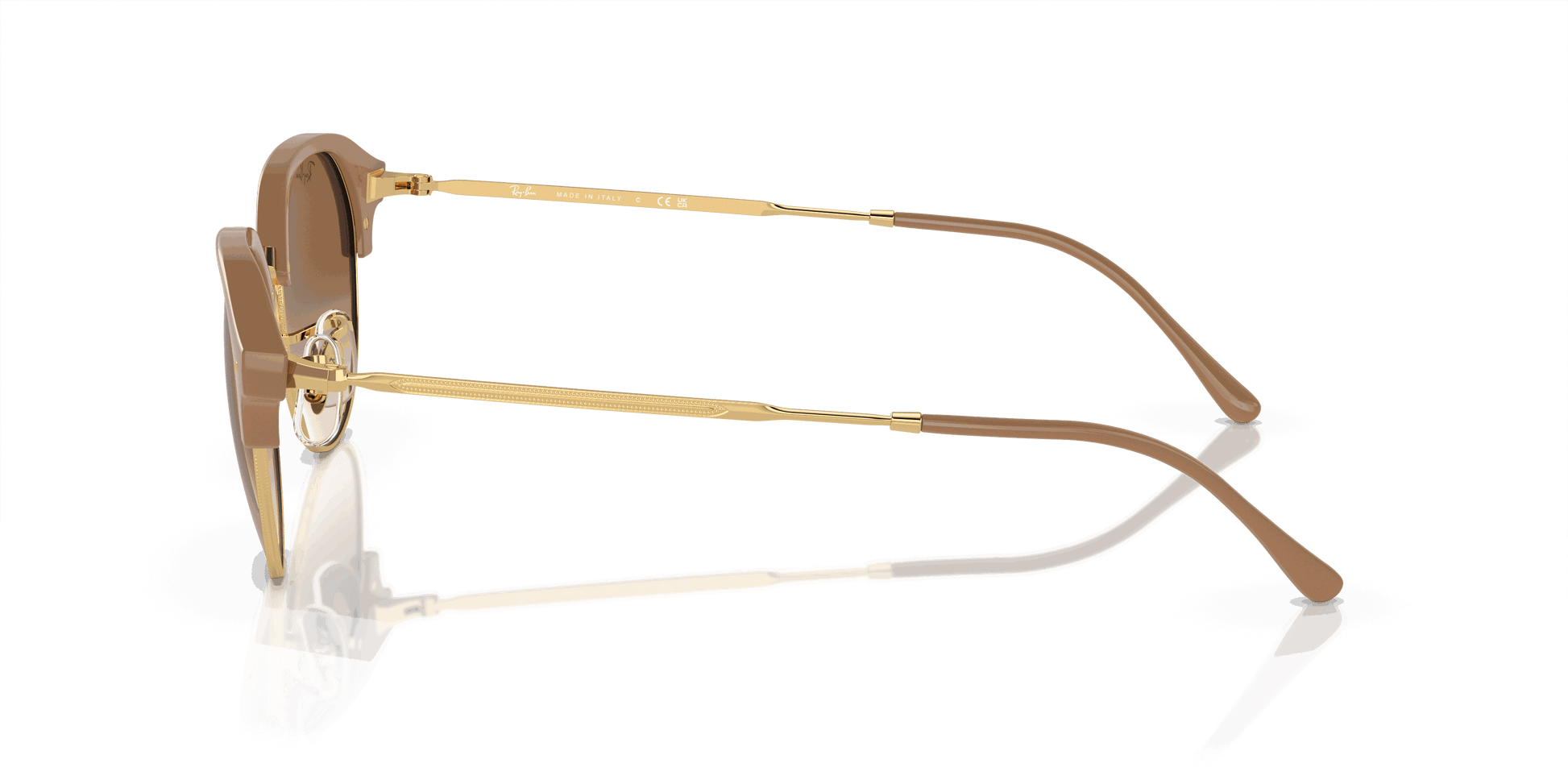 [Light Brown Lenses, Polished Beige On Gold Frame]