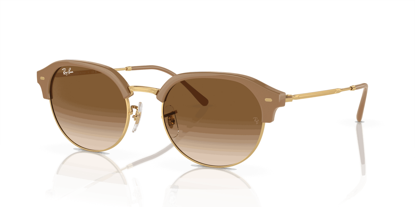 [Light Brown Lenses, Polished Beige On Gold Frame]