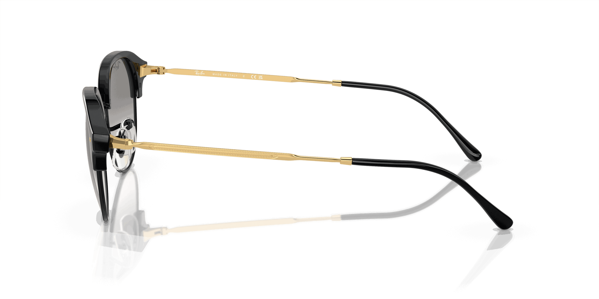 [Clear/Grey Lenses, Polished Black On Gold Frame]