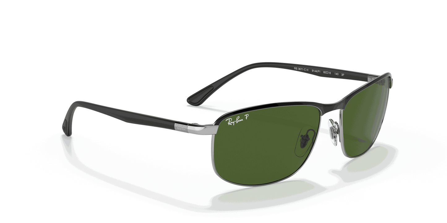 [Dark Green Lenses, Polished Black On Silver Frame]