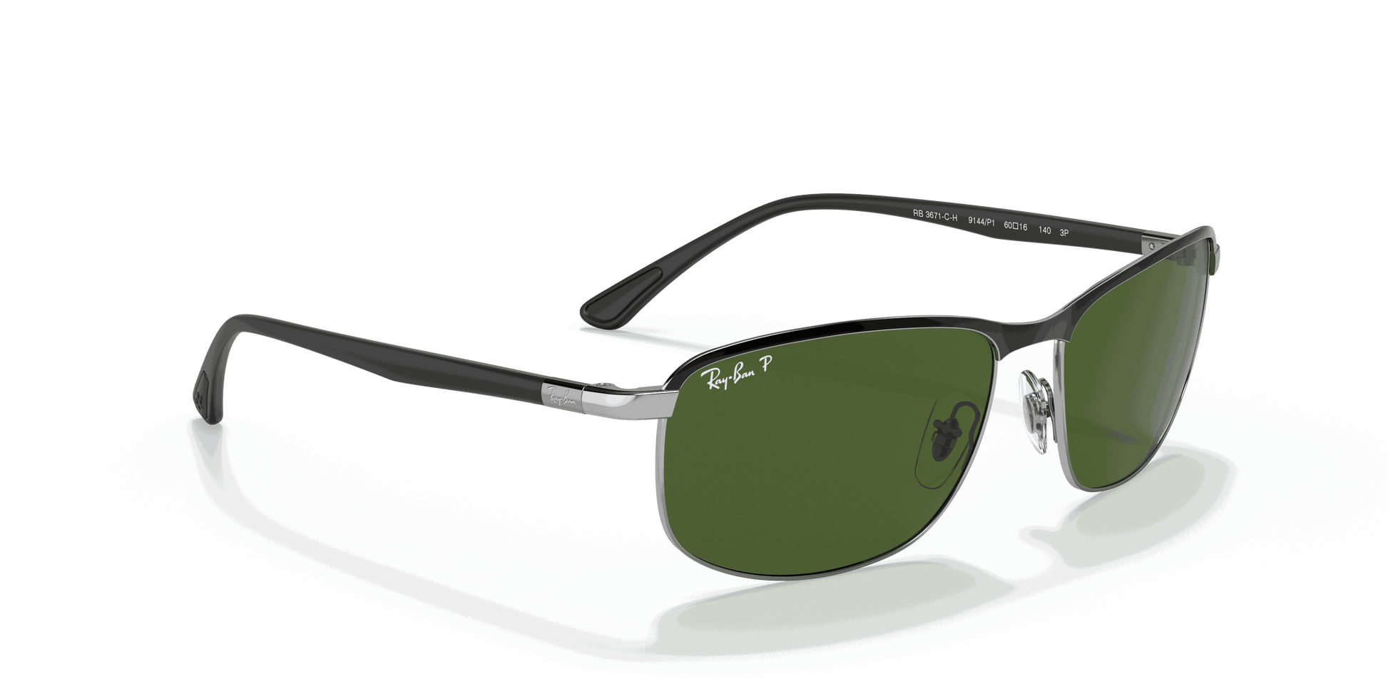 [Dark Green Lenses, Polished Black On Silver Frame]