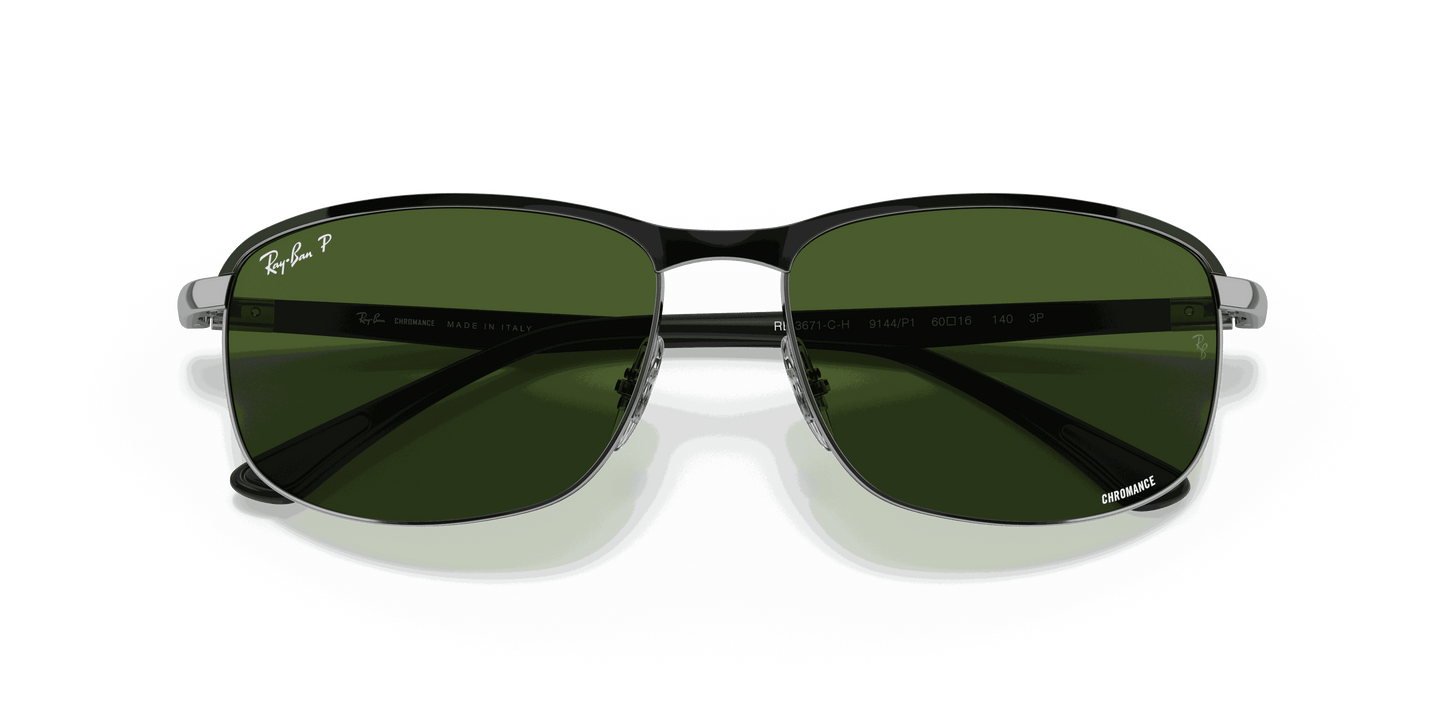 [Dark Green Lenses, Polished Black On Silver Frame]