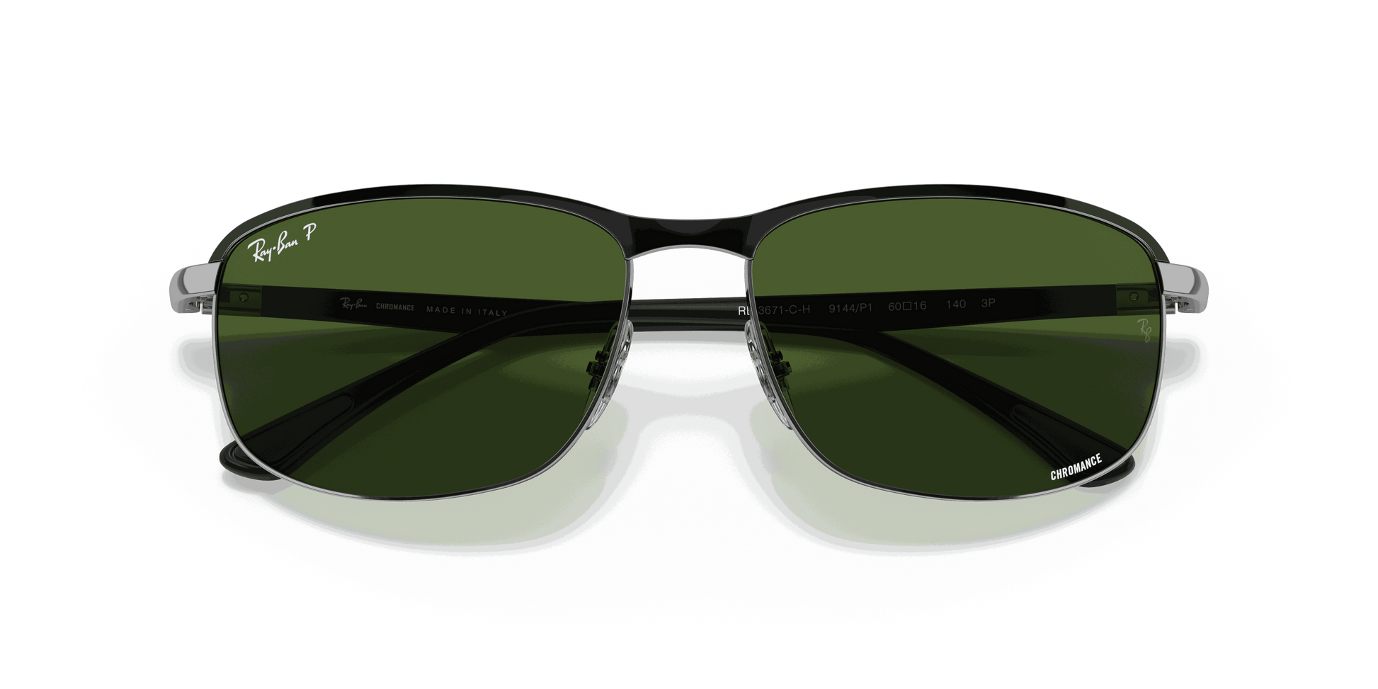 [Dark Green Lenses, Polished Black On Silver Frame]