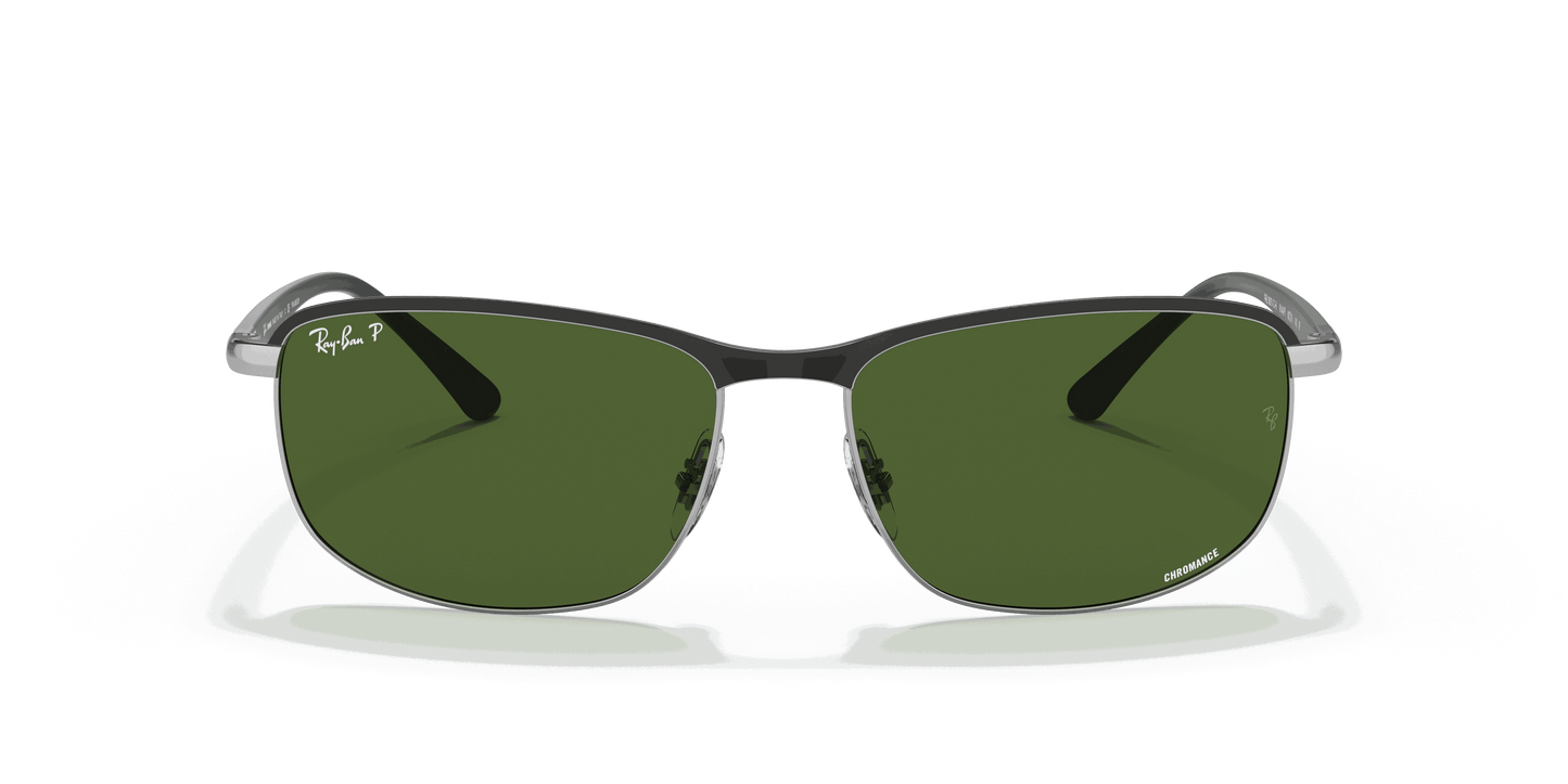 [Dark Green Lenses, Polished Black On Silver Frame]
